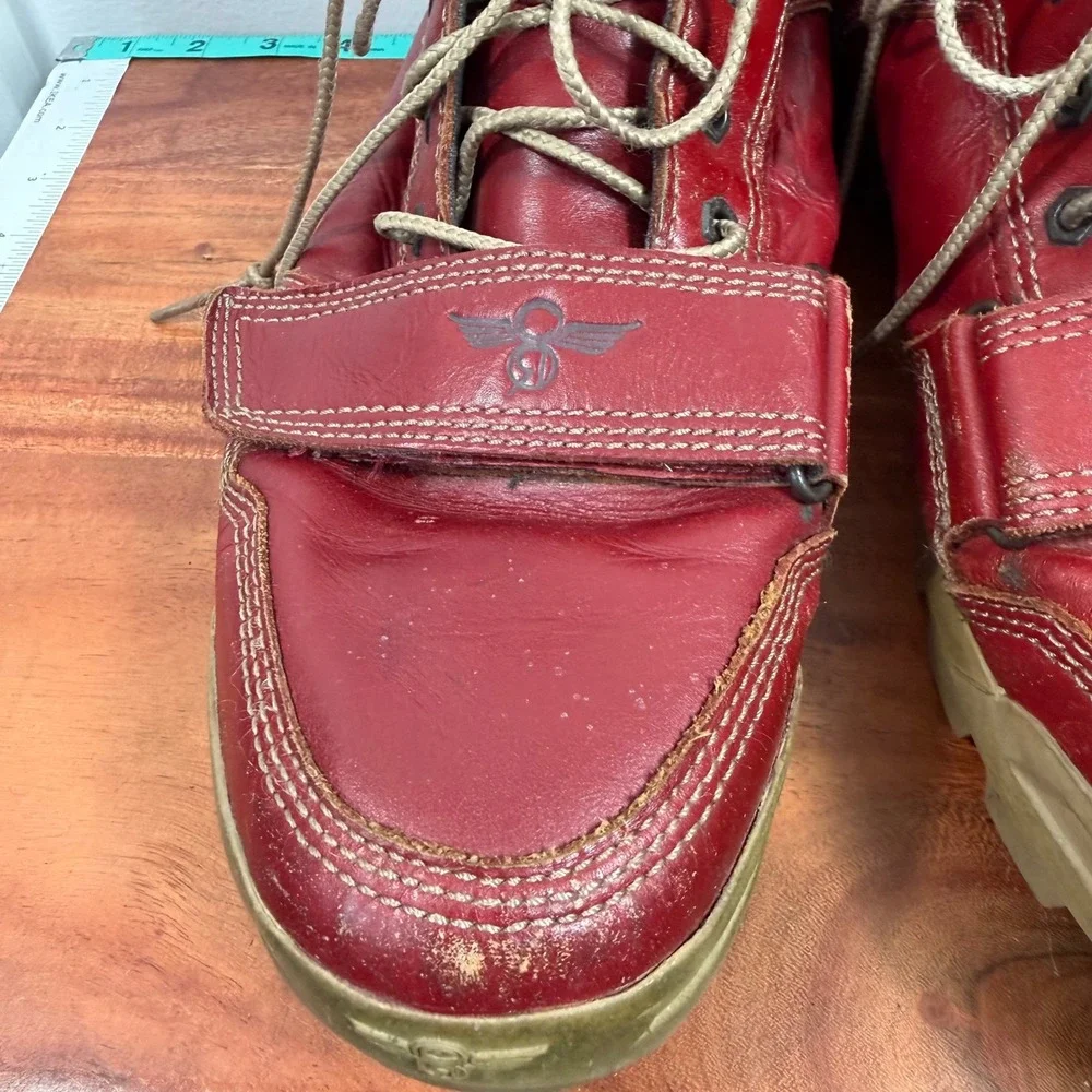 Creative Recreation Mens Red Leather High Top Boots BCR4M30 BS13 Size 12 READ